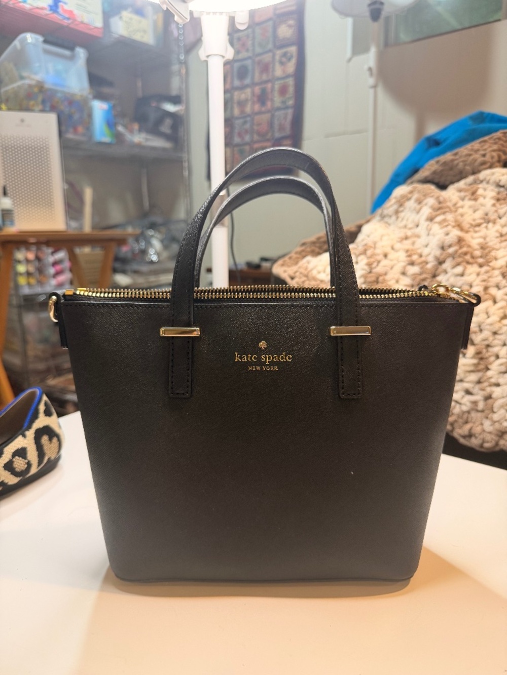 Kate Spade Cedar Street Mini Harmony Black Saffiano Leather Bag PXRU5975